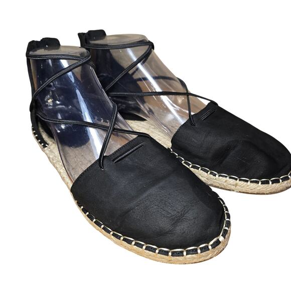 Eileen Fisher Suede Lace Up Espadrille Flat Jute Insole Round Toe Womens Sz 8.5 - Picture 3 of 8